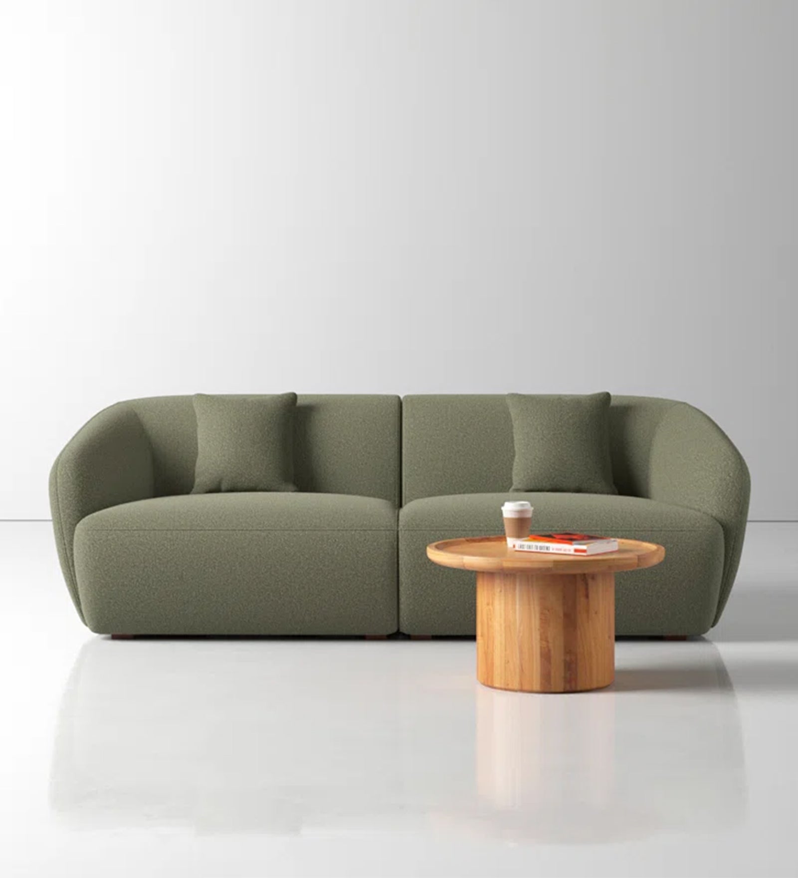 Galen Boucle Fabric 3 Seater Sofa In Bottle Green Colour - Febonic Living