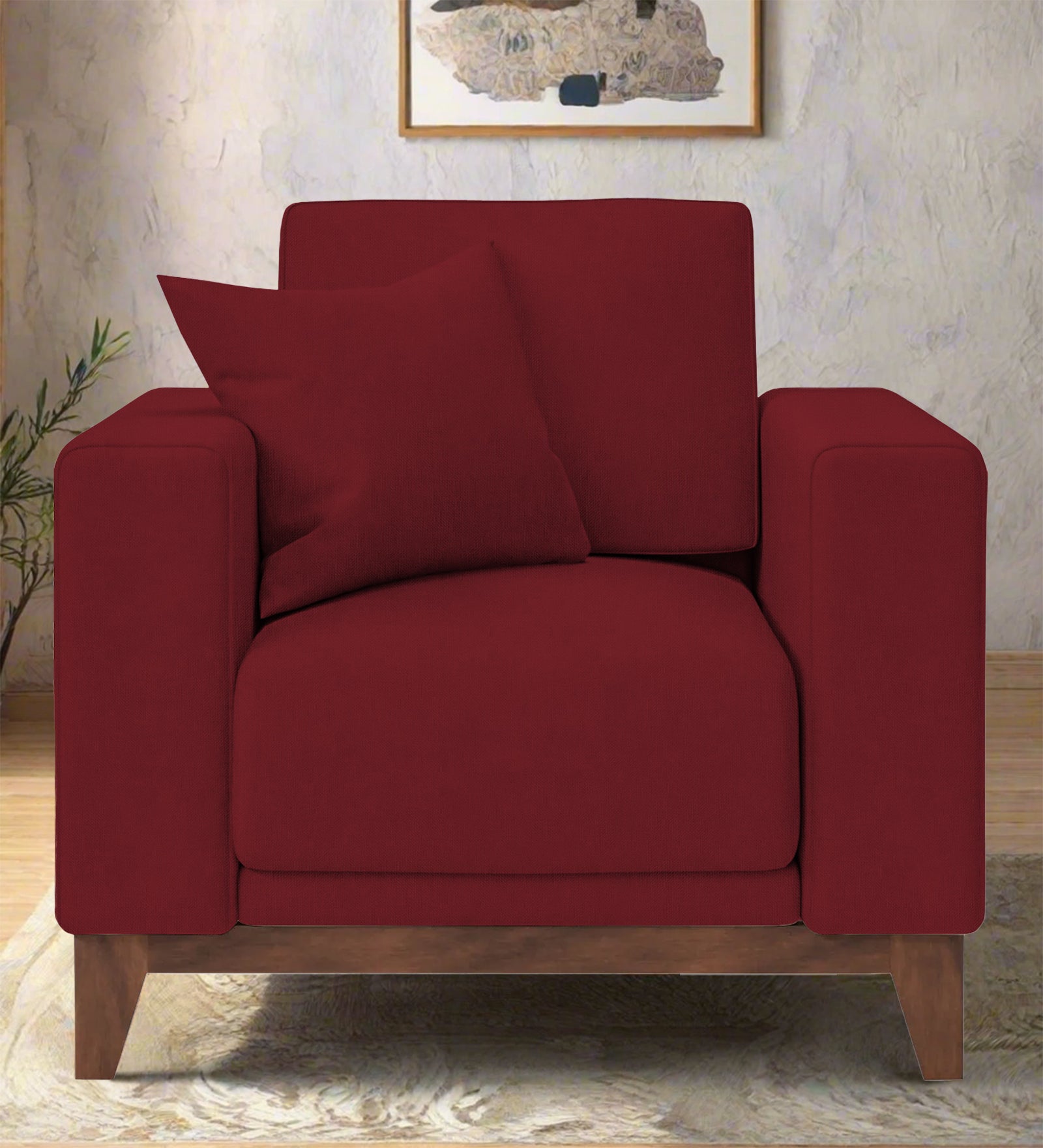 Luca Fabric 1 Seater Sofa In Chilli Red Colour - Febonic Living