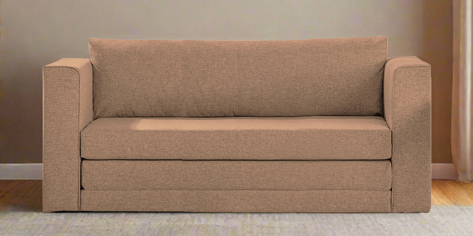 Kenia Fabric 3 Seater Foldable Sofa Cum Bed In Cosmic Beige Colour - Febonic Living