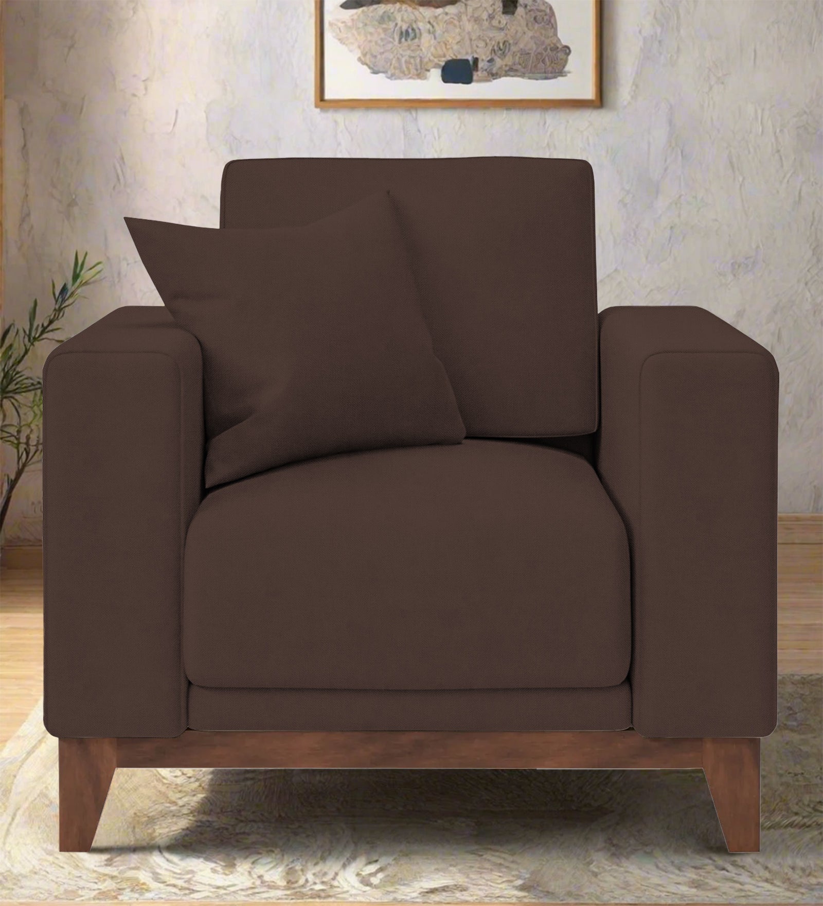 Luca Fabric 1 Seater Sofa In Caramel Brown Colour - Febonic Living