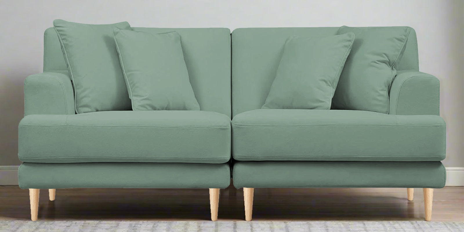 Woody Fabric 2 Seater Sofa In Mist Blue Colour - Febonic Living