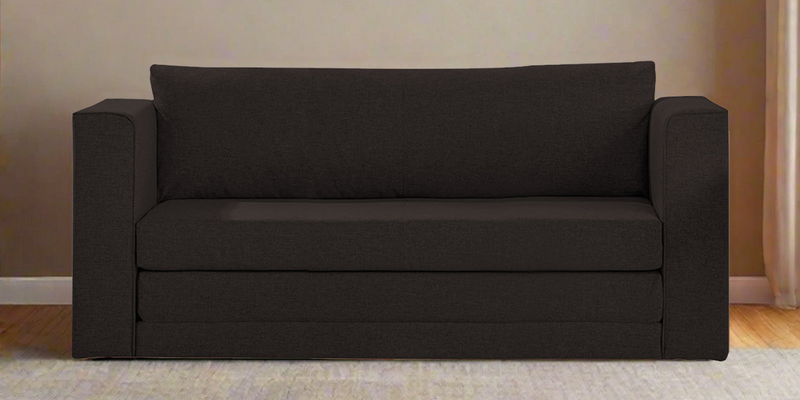 Kenia Fabric 3 Seater Foldable Sofa Cum Bed In Cara Brown Colour - Febonic Living