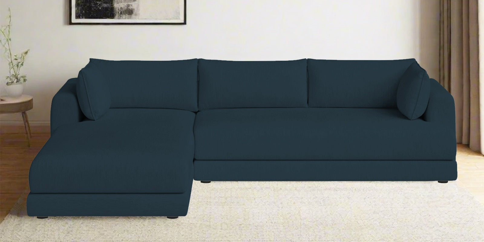 Ziggy Fabric RHS Sectional Sofa (3+Lounger) In Cool Blue Colour - Febonic Living