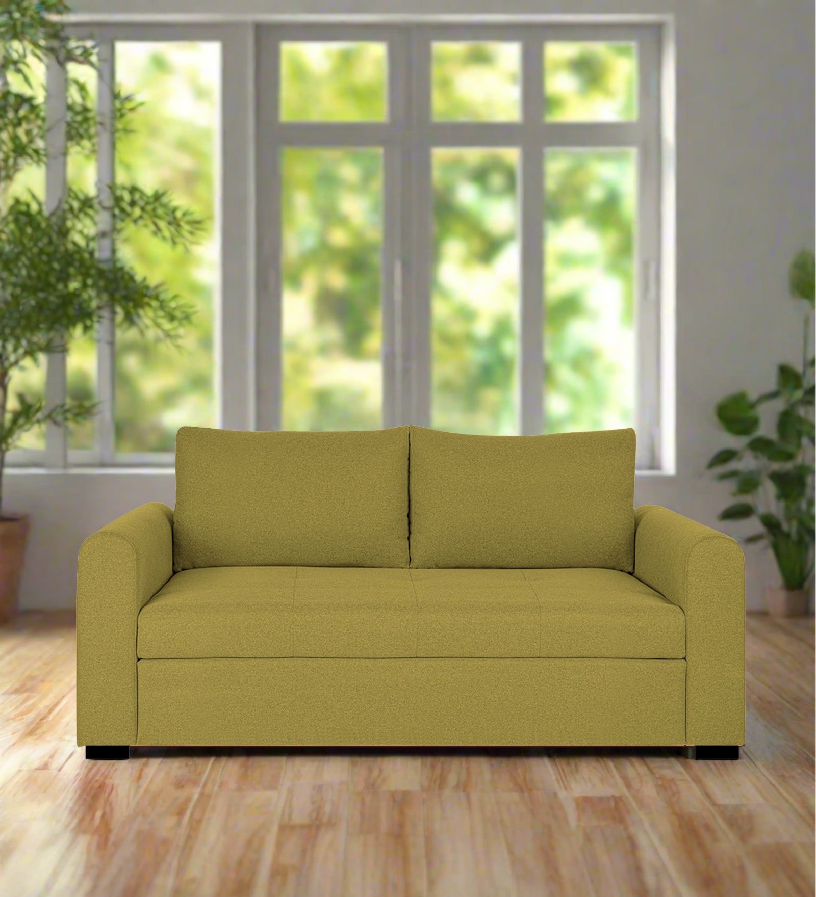 Sigma Fabric 2 Seater Sofa In Parrot Green Colour - Febonic Living