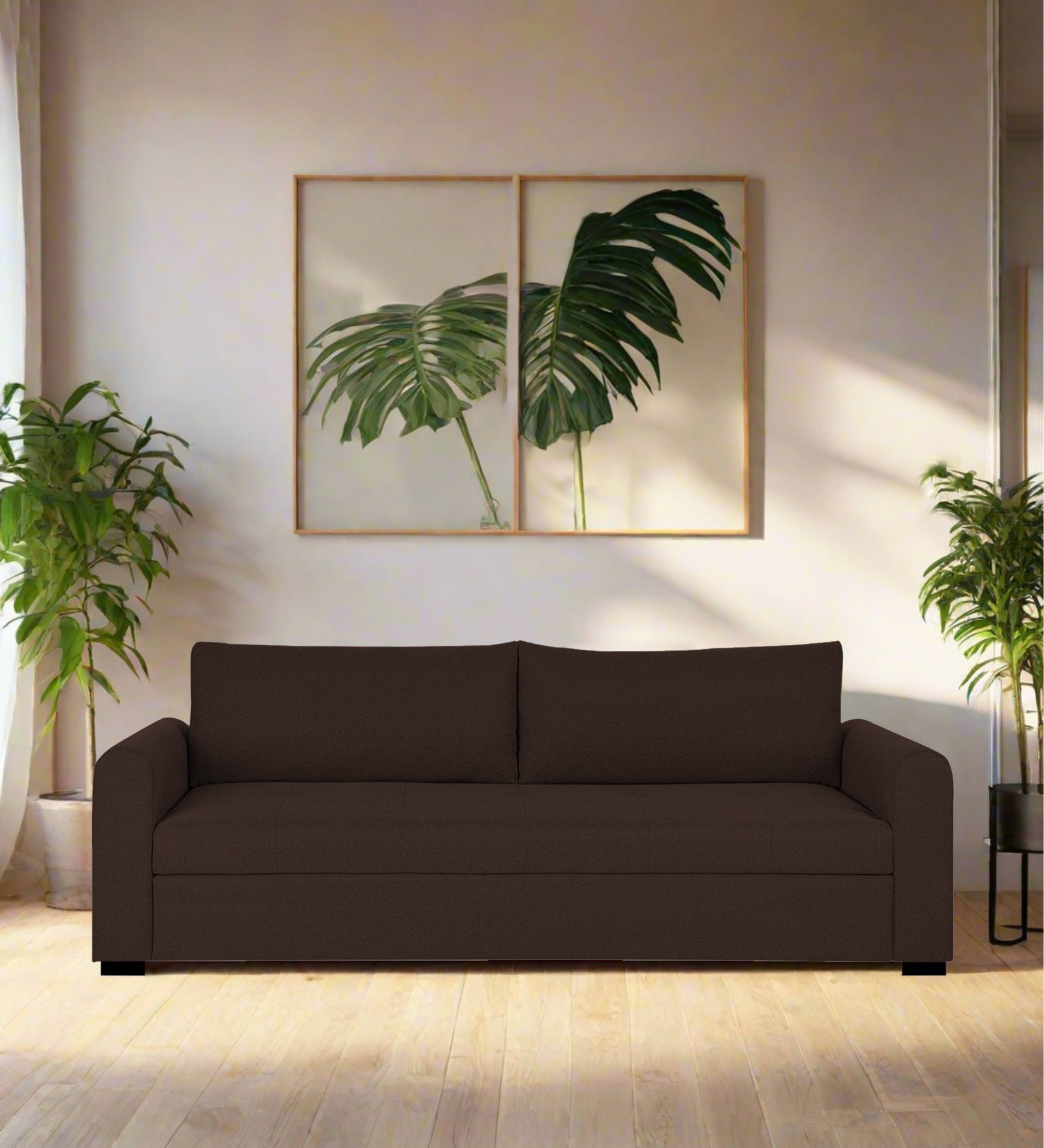 Sigma Fabric 3 Seater Sofa In Coffee Brown Colour - Febonic Living