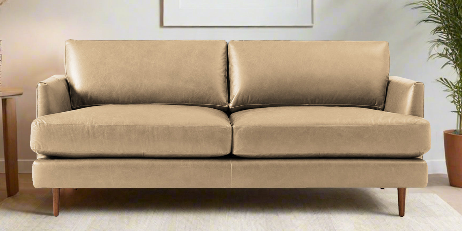 Sterio Leatherette 2 Seater Sofa In Corn Beige Colour - Febonic Living