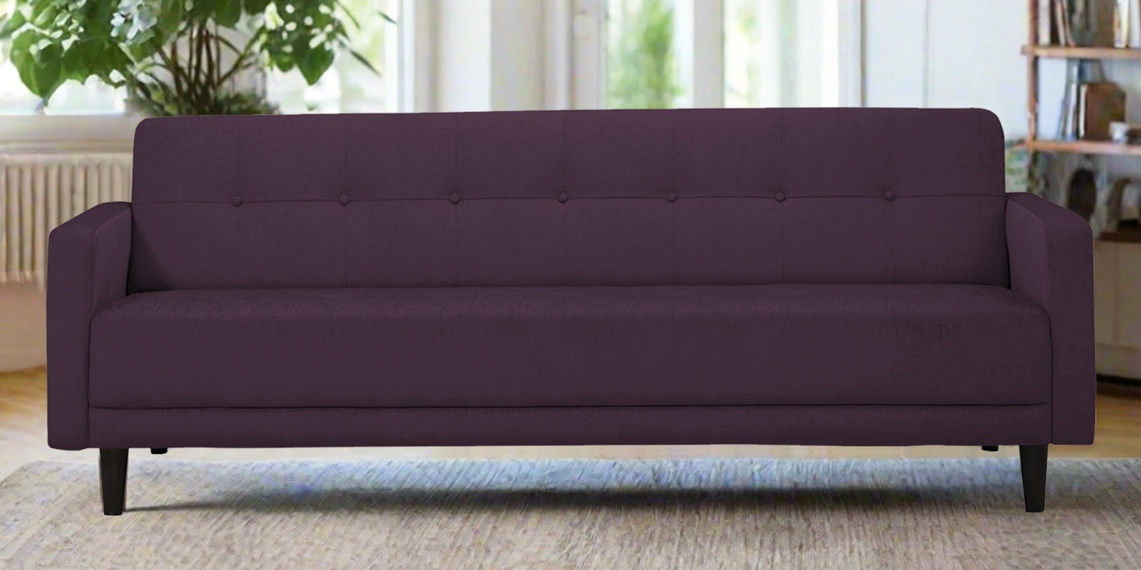Noha Fabric 3 Seater Sofa In Greek Purple Colour - Febonic Living