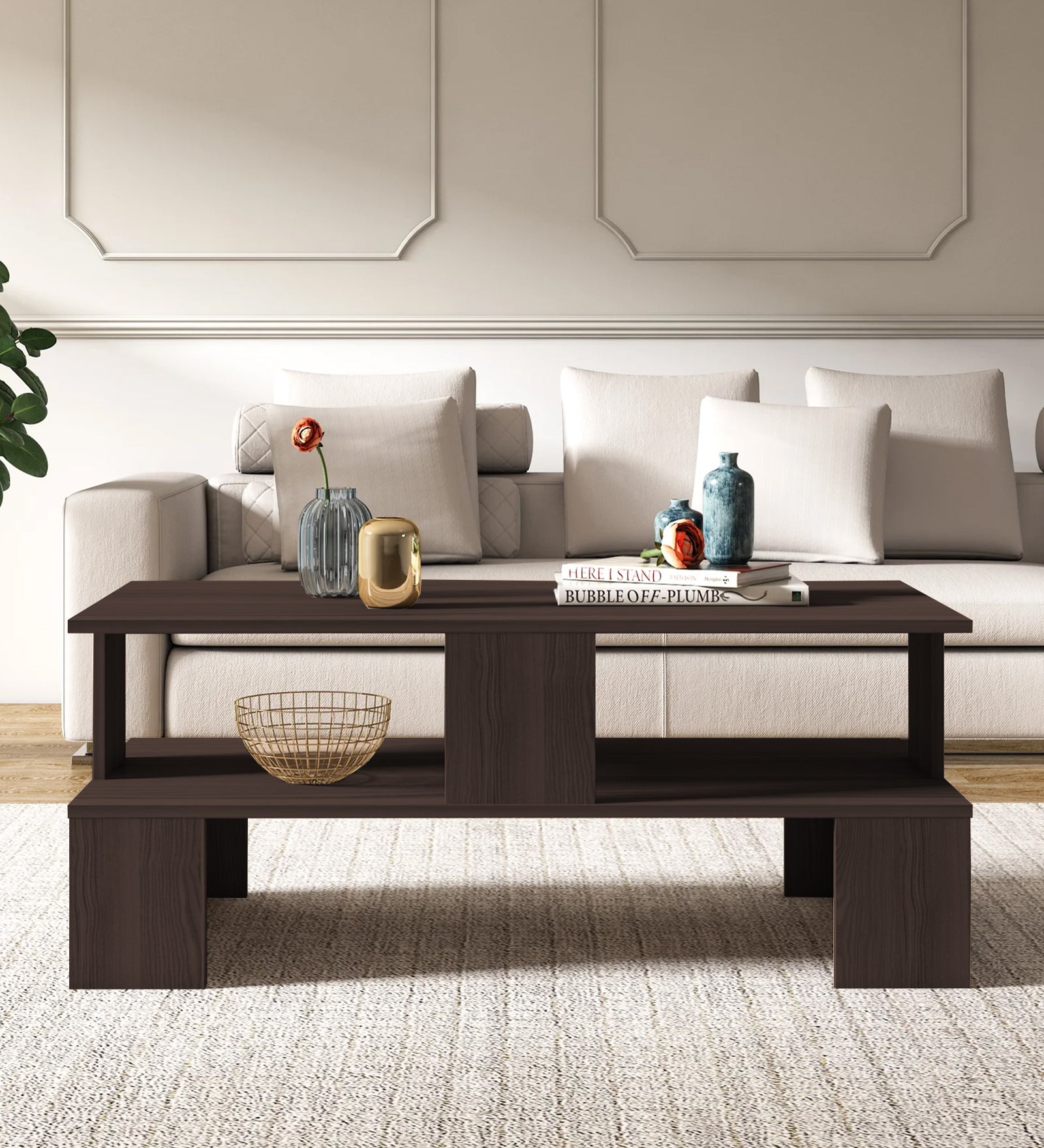 Ares Coffee Table In Dark Walnut Finish - Febonic Living