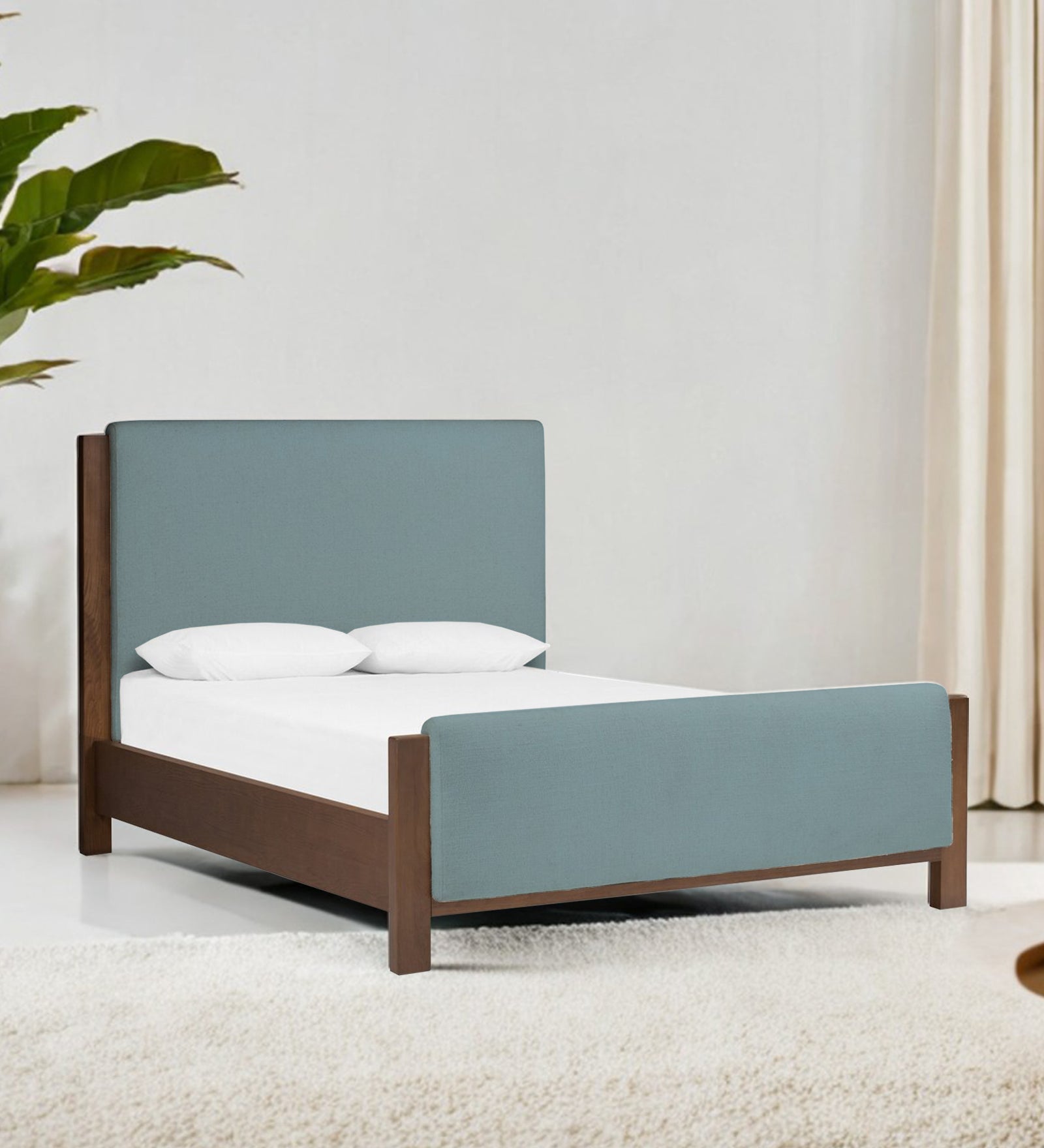 Zoro Boucle Fabric King Size Bed in Storm Blue Colour - Febonic Living