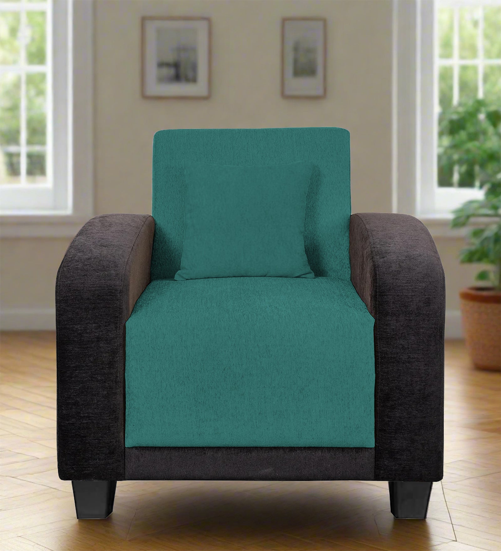 Alex Fabric 1 Seater Sofa In Sea Green Colour - Febonic Living