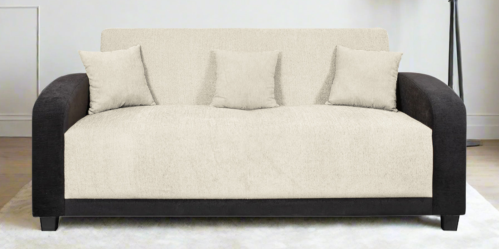 Alex Fabric 3 Seater Sofa In Ivory Cream Colour
