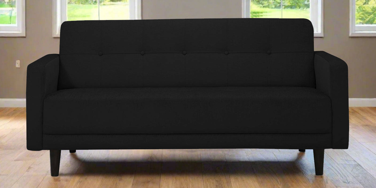 Noha Fabric 2 Seater Sofa In Zed Black Colour - Febonic Living