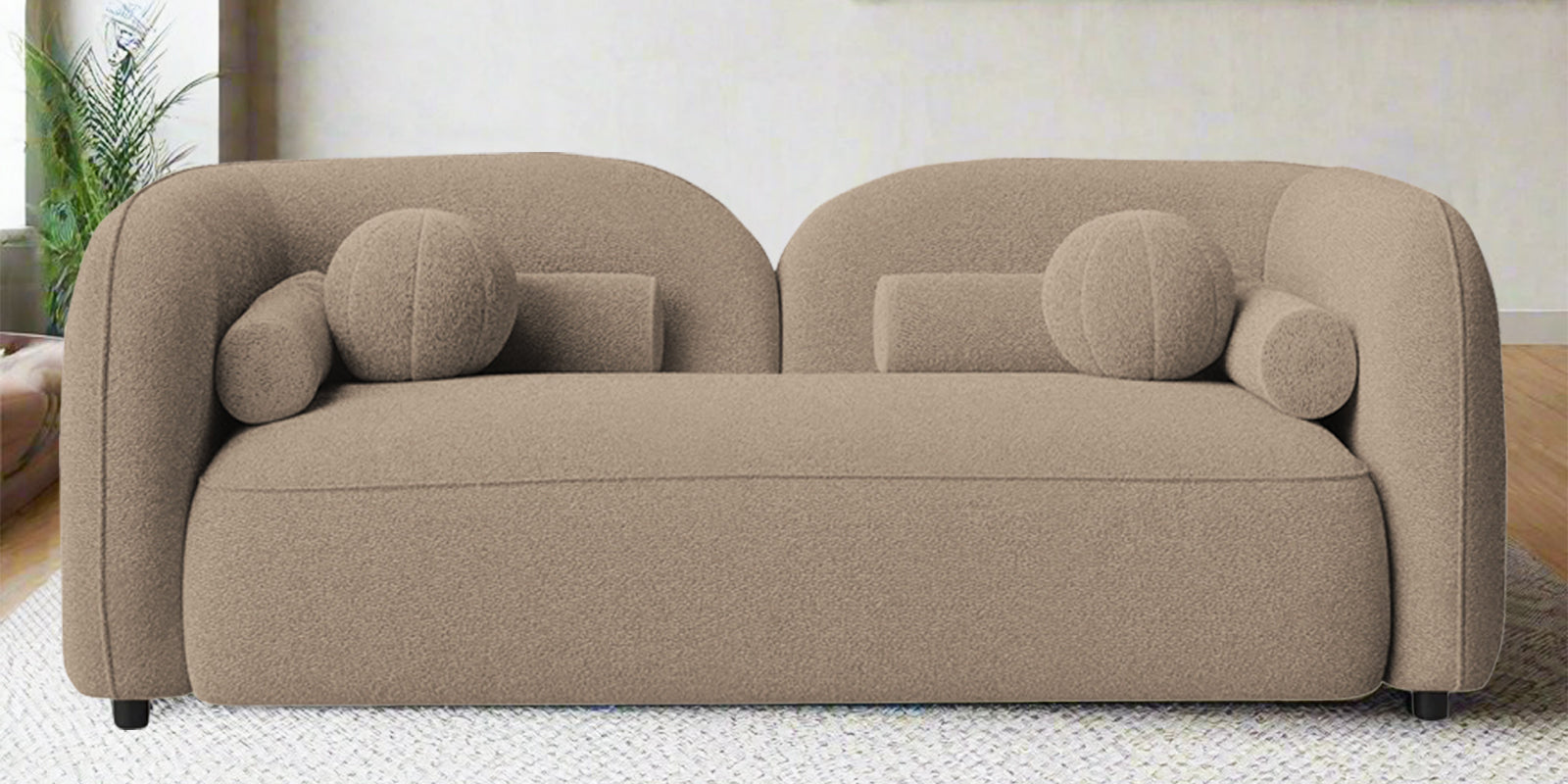 Corny Boucle Fabric 2 Seater Sofa In Mushroom Beige Colour - Febonic Living