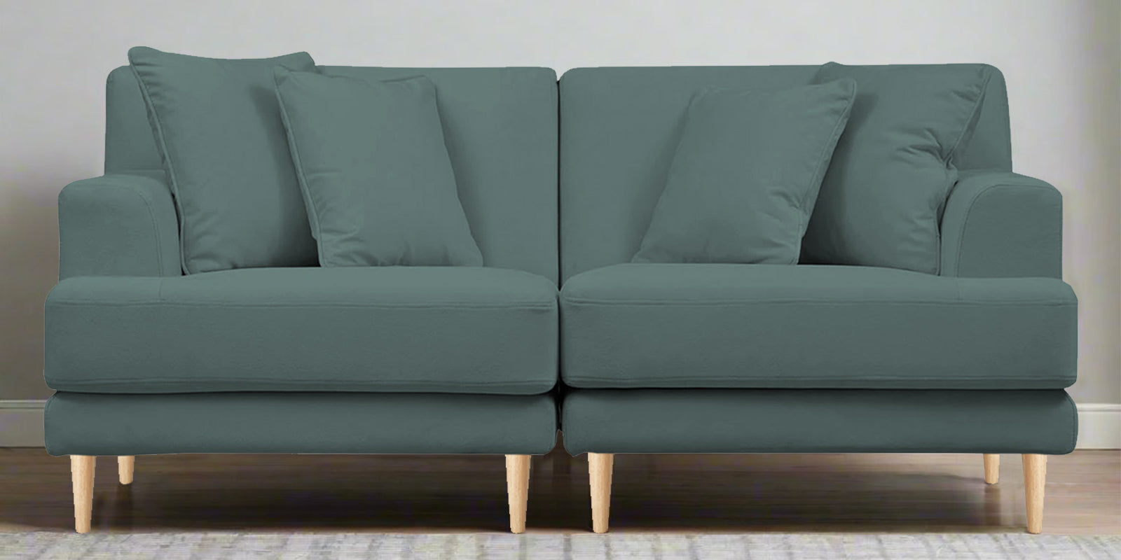 Woody Fabric 2 Seater Sofa In Pista Green Colour - Febonic Living