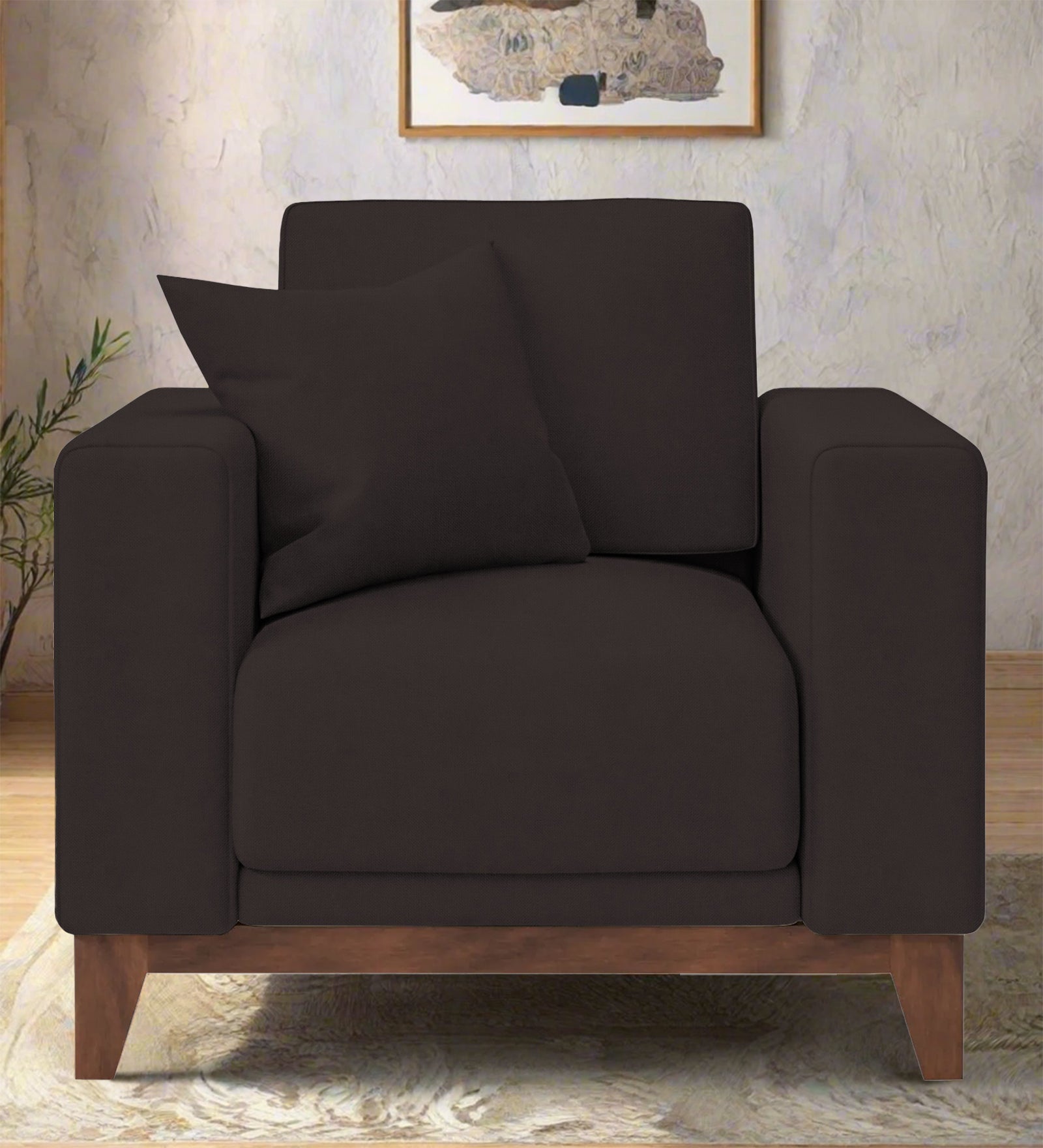 Luca Fabric 1 Seater Sofa In Pebble Brown Colour - Febonic Living