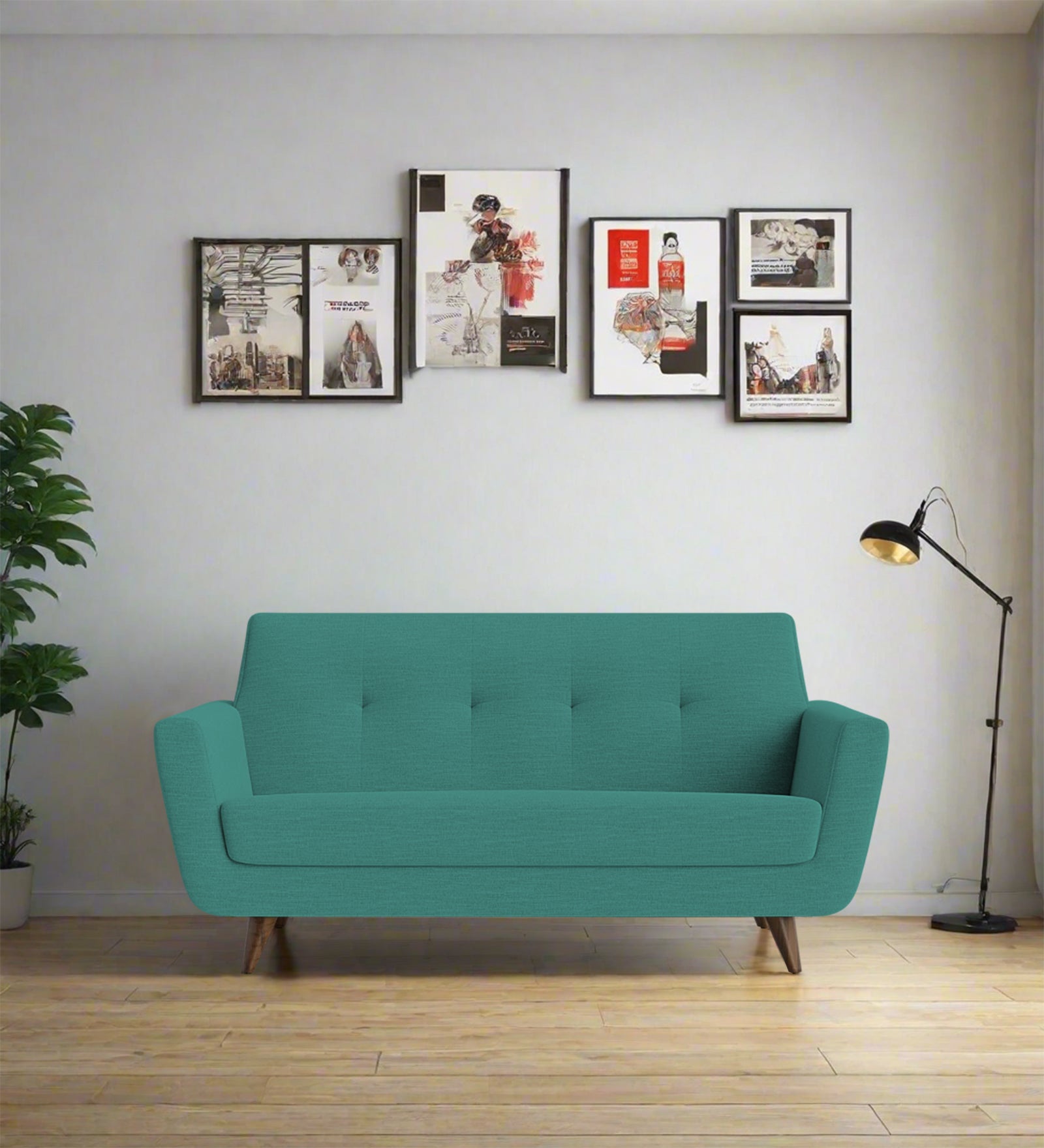 Jasmin Fabric 2 Seater Sofa In Sea Green Colour - Febonic Living