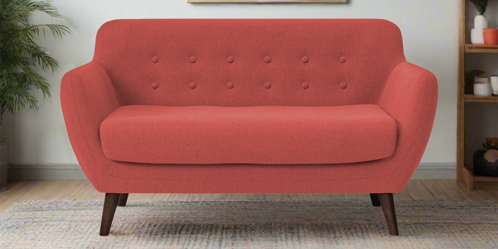Goofy Fabric 2 Seater Sofa In Salmon Pink Colour - Febonic Living