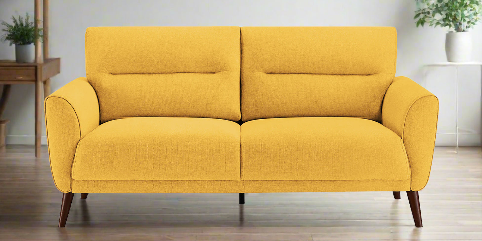 Castro Fabric 2 Seater Sofa In Bold Yellow Colour - Febonic Living