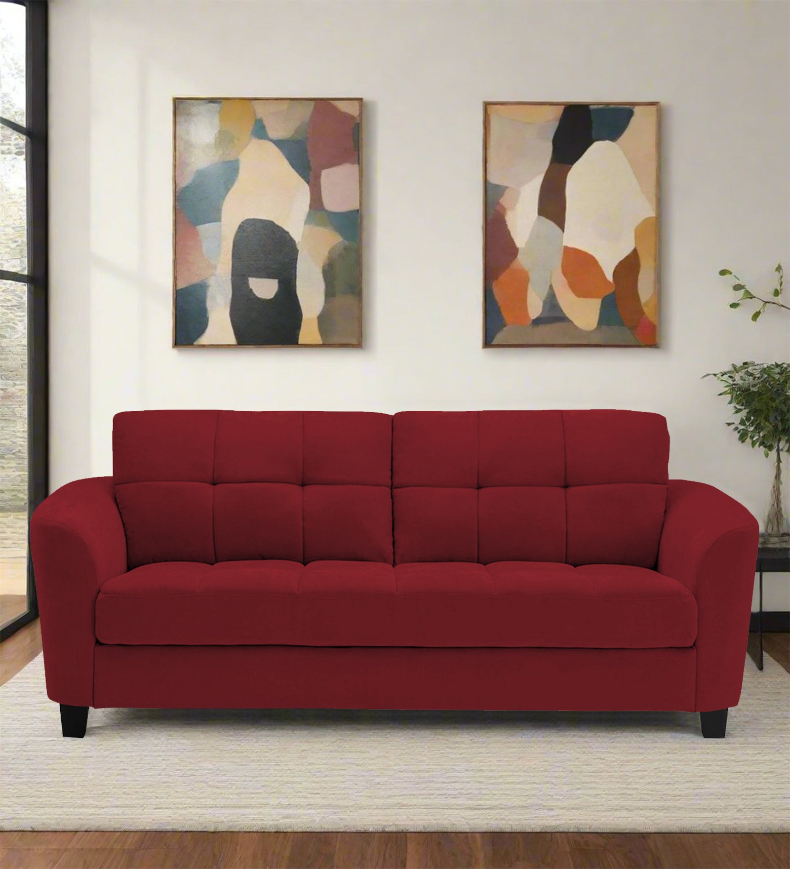 Mulan Fabric 2 Seater Sofa In Chilli Red Colour - Febonic Living