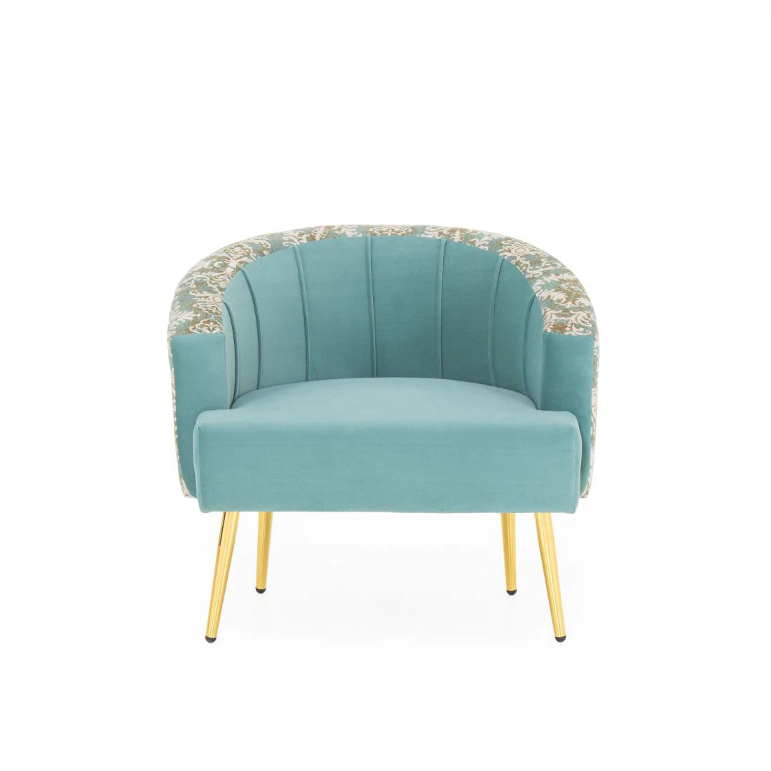 Nova Printed Velvet Arm Chair In Barmunda Aqua Colour - Febonic Living