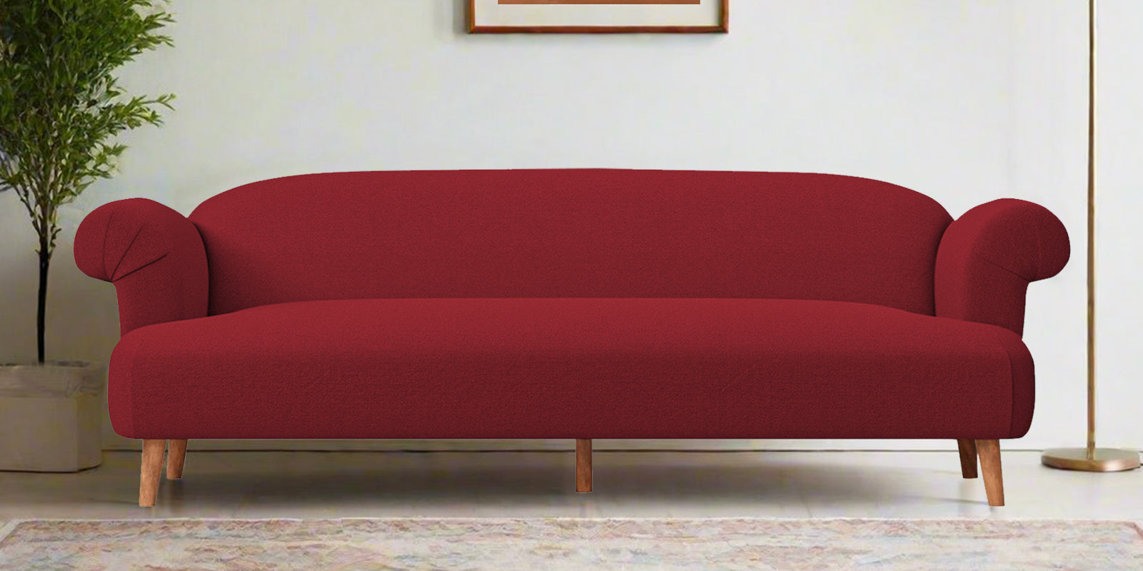 Barber Fabric 3 Seater Sofa In Chilli Red Colour - Febonic Living