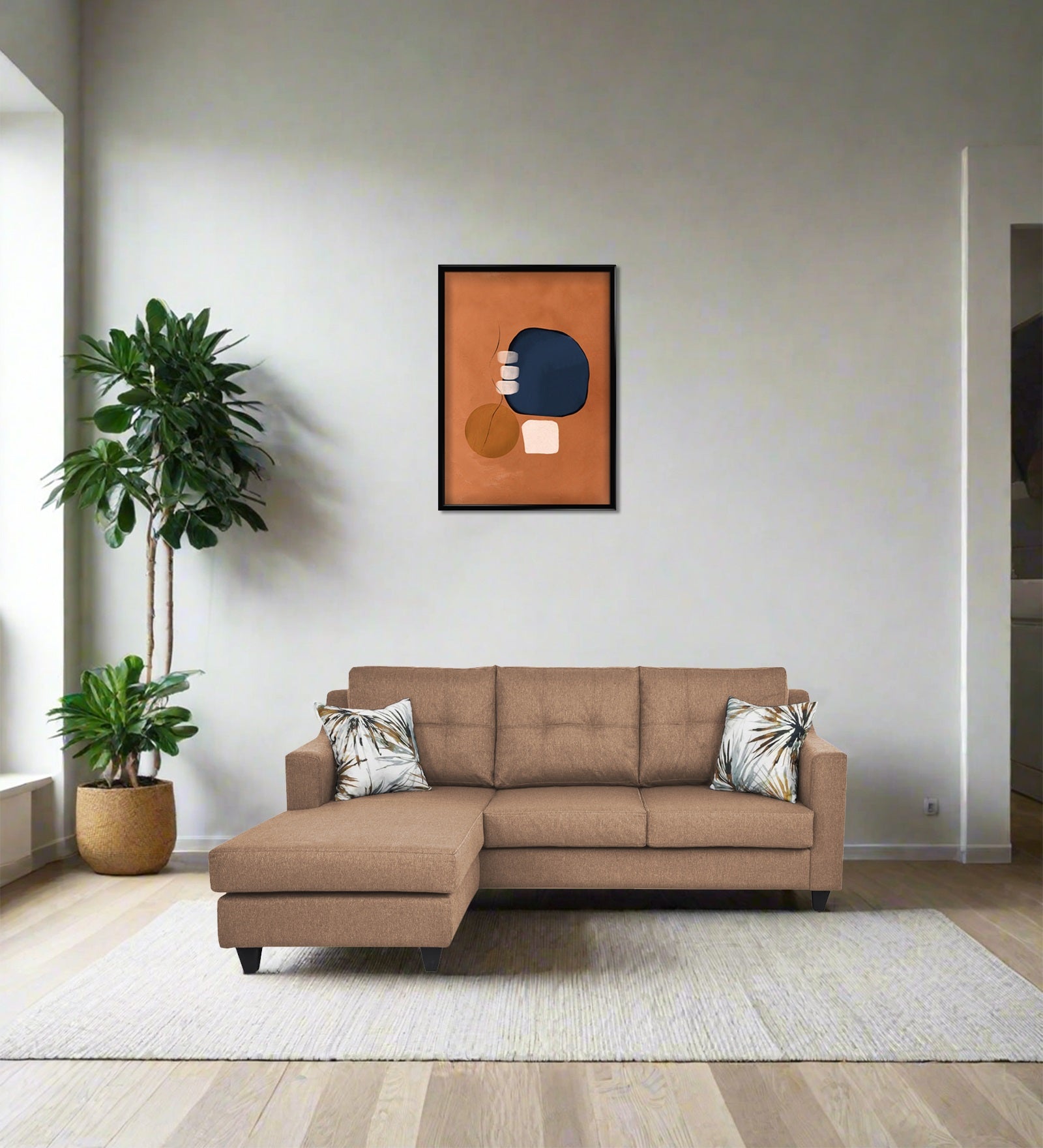 Welly Fabric RHS Sectional Sofa (2+Lounger) In Cosmic Brige Colour - Febonic Living