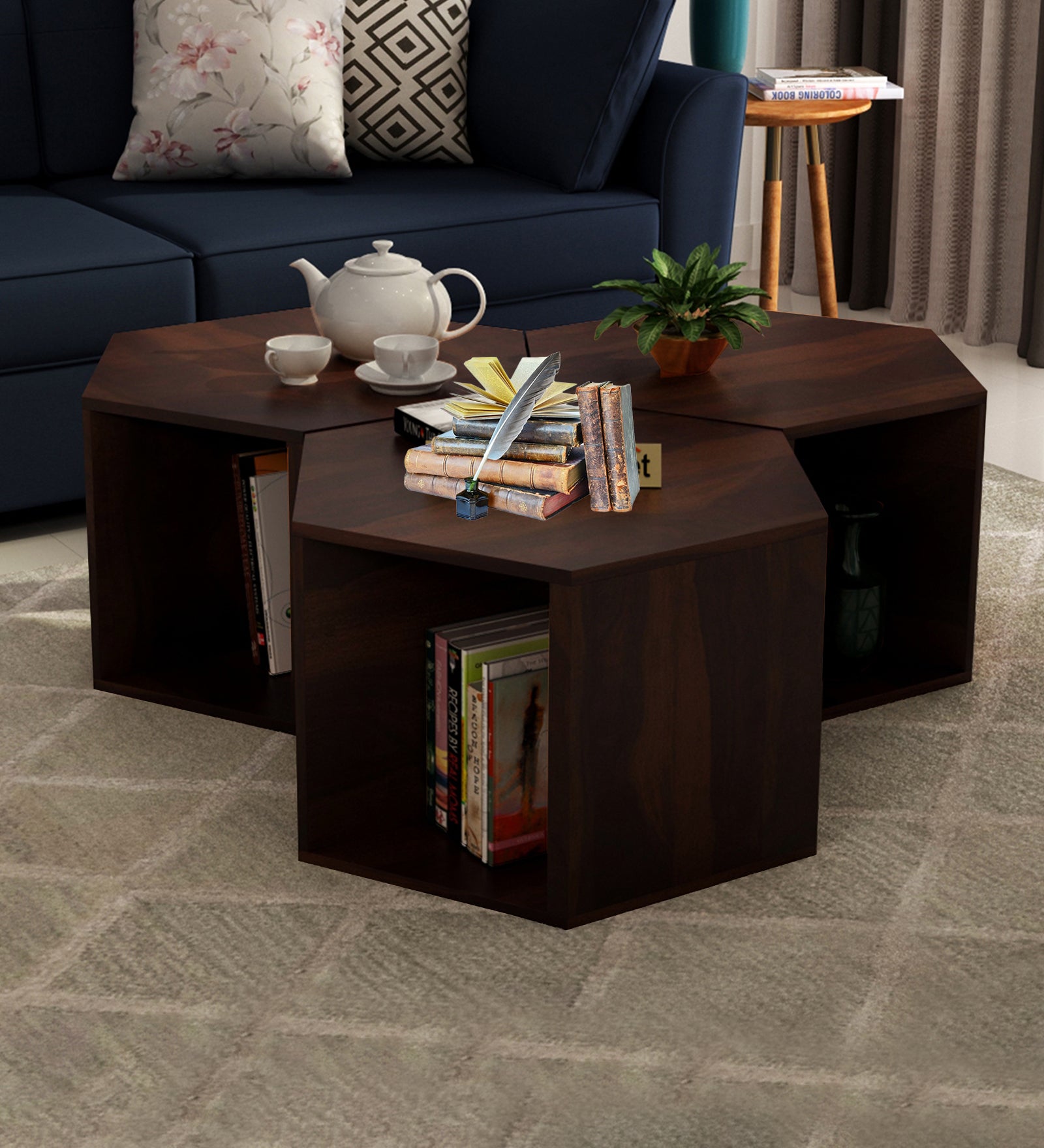 Mann Nesting Table In Dark Walnut Finish - Febonic Living