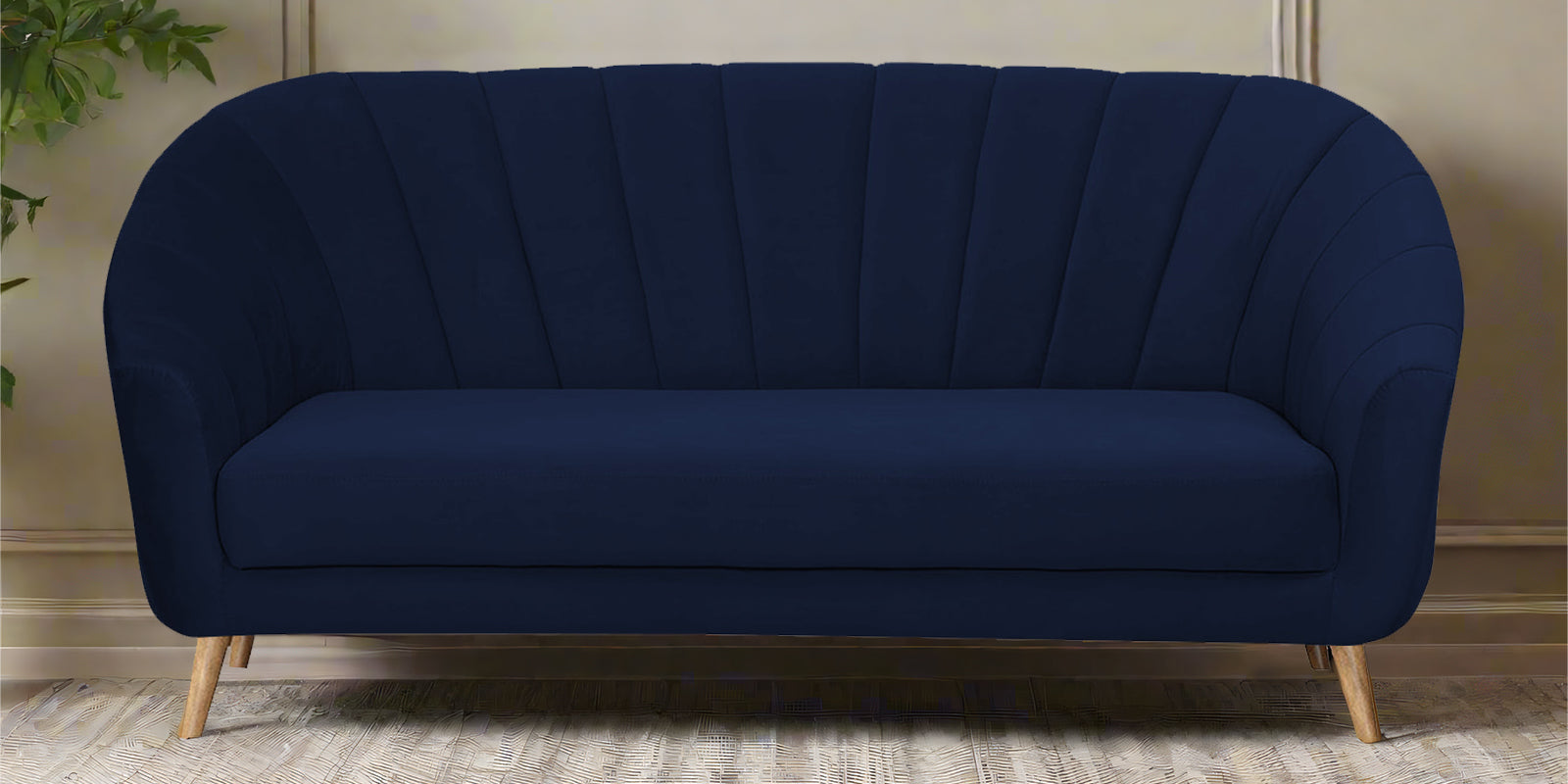 Kaylee Velvet 3 Seater Sofa In Indigo Blue Colour - Febonic Living