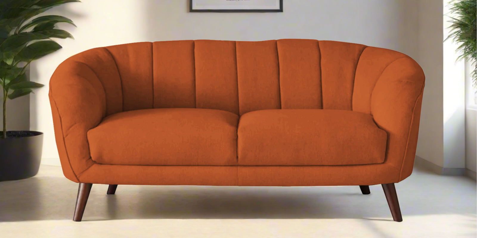 Benjamin Fabric 2 Seater Sofa In Vivid Orange Colour - Febonic Living