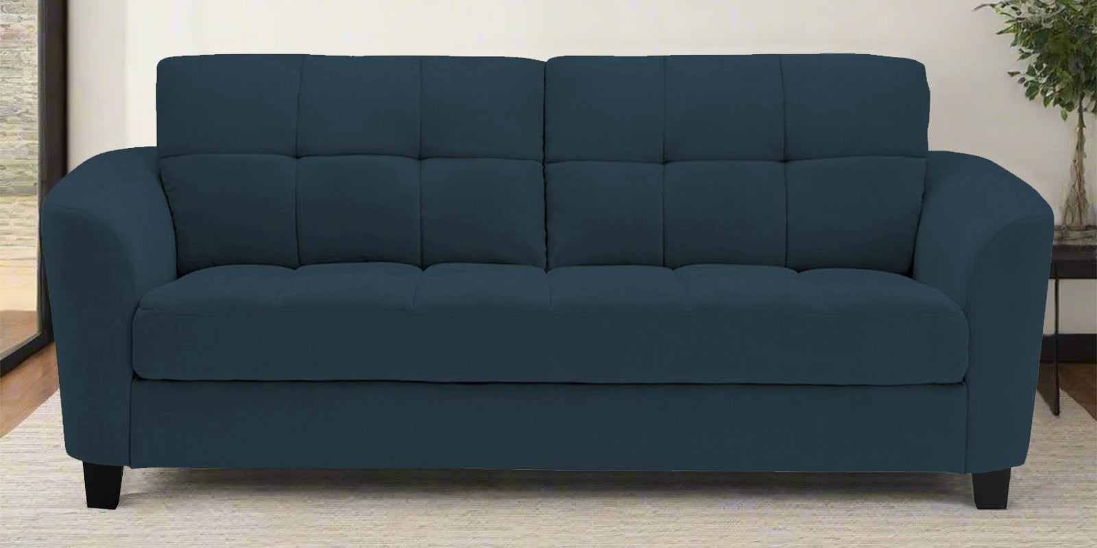 Mulan Fabric 2 Seater Sofa In Cool Blue Colour - Febonic Living