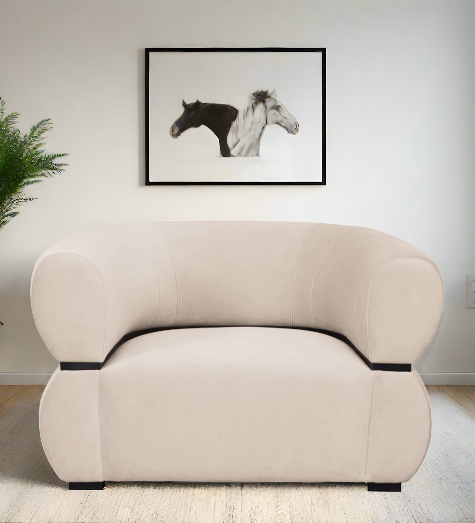 Kula Velvet 1 Seater Sofa In Camel Beige Colour - Febonic Living