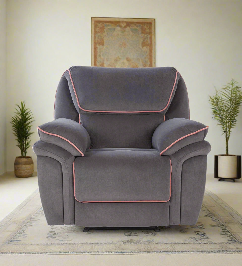 Regina Velvet 1 Seater Motorized Recliner In Davy Grey Colour - Febonic Living