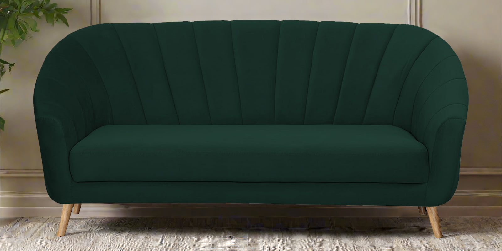 Kaylee Velvet 3 Seater Sofa In Forest Green Colour - Febonic Living