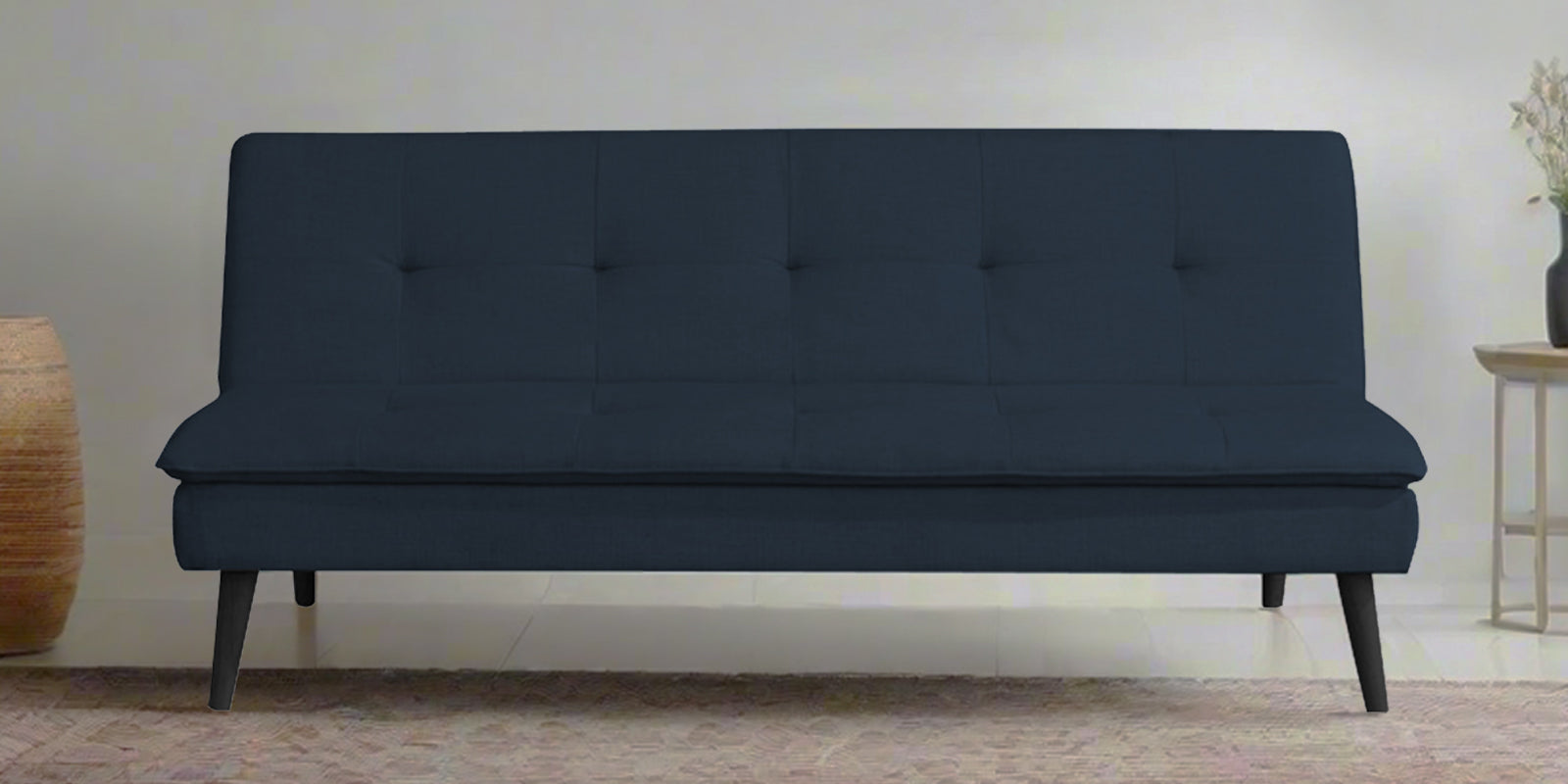 Toner Fabric 3 Seater Convertible Sofa Cum Bed In Denim Blue Colour - Febonic Living