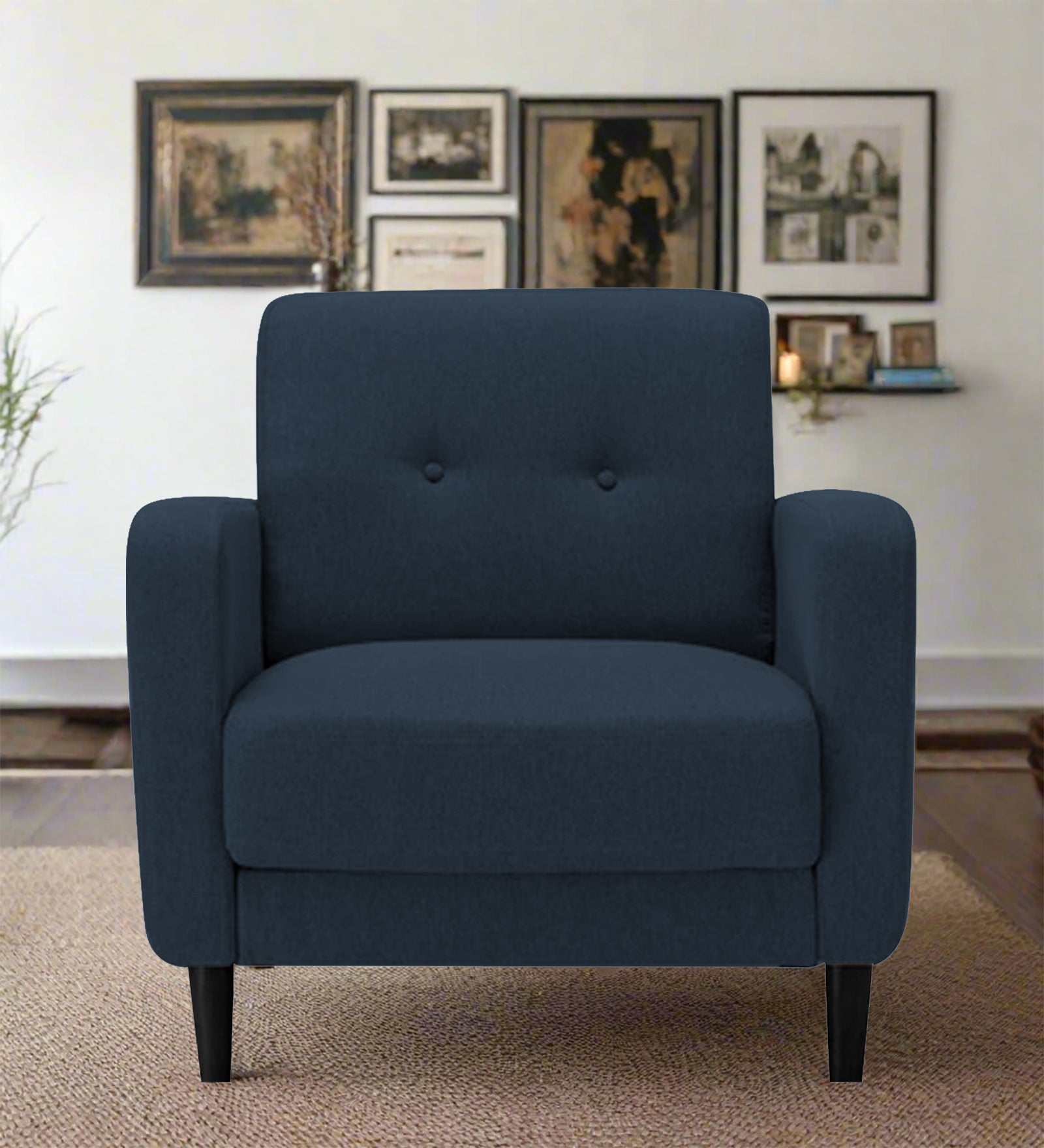 Marq Fabric 1 Seater Sofa In  Denim Blue Colour - Febonic Living