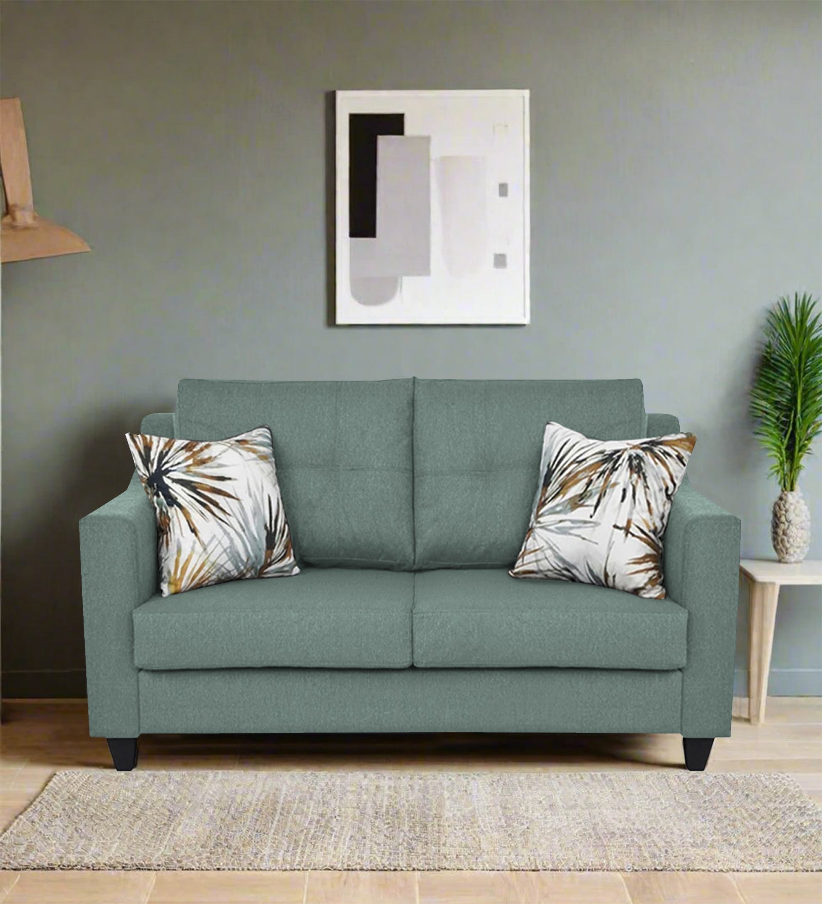 Welly Fabric 2 Seater Sofa In Suka Blue Colour - Febonic Living