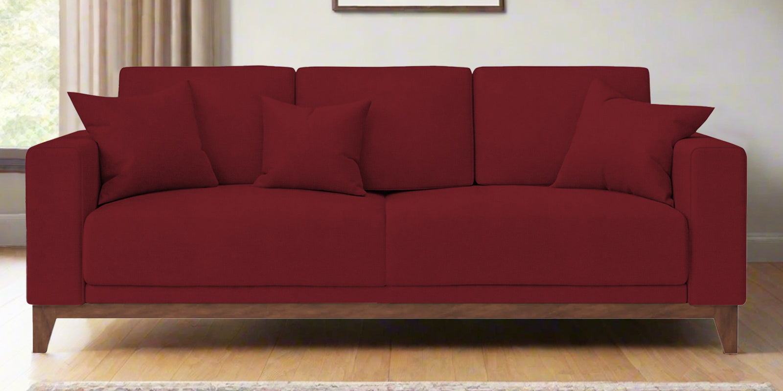 Luca Fabric 3 Seater Sofa In Chilli Red Colour - Febonic Living