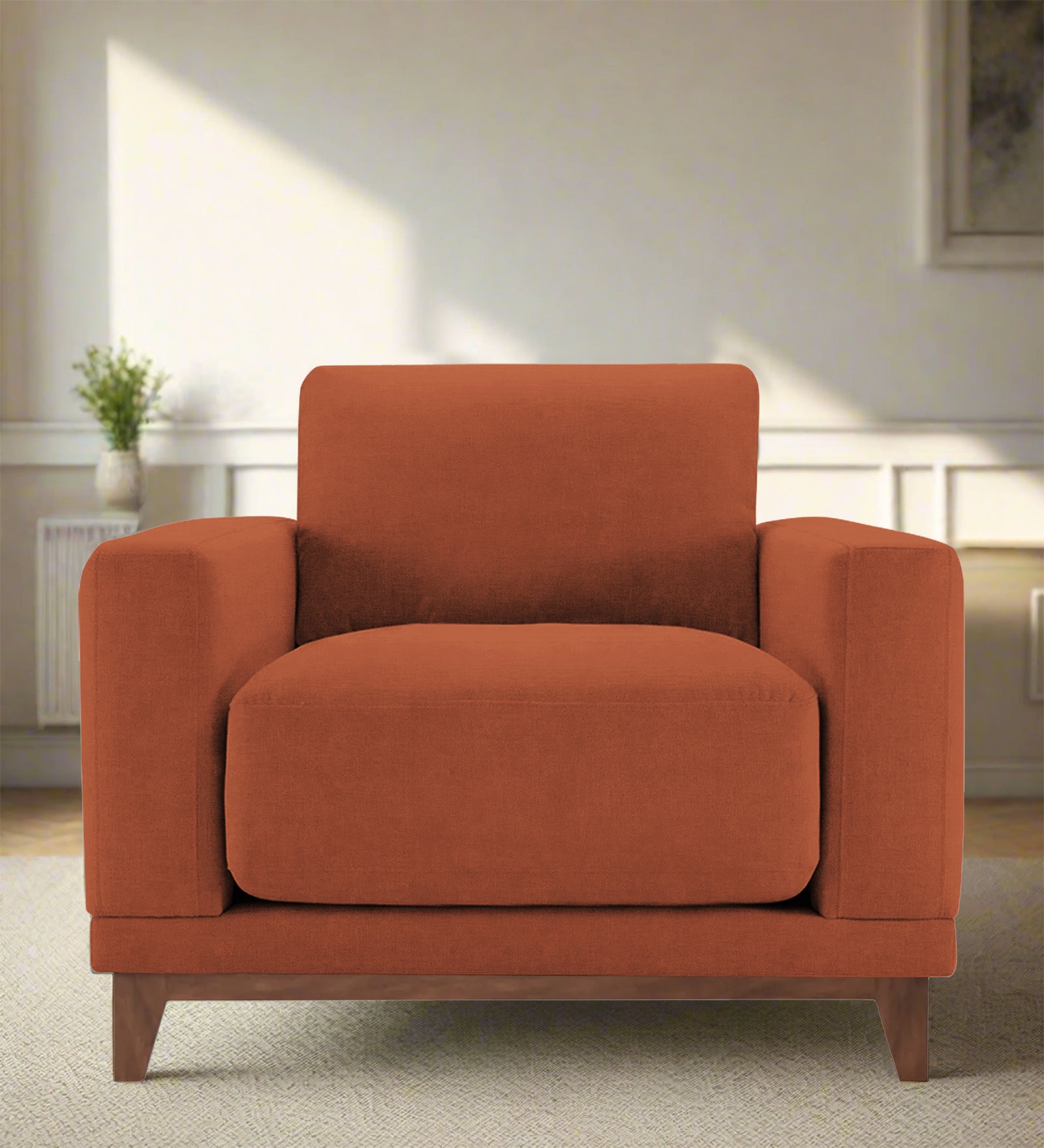 Esha Fabric 1 Seater Sofa In Royal Orange Colour - Febonic Living