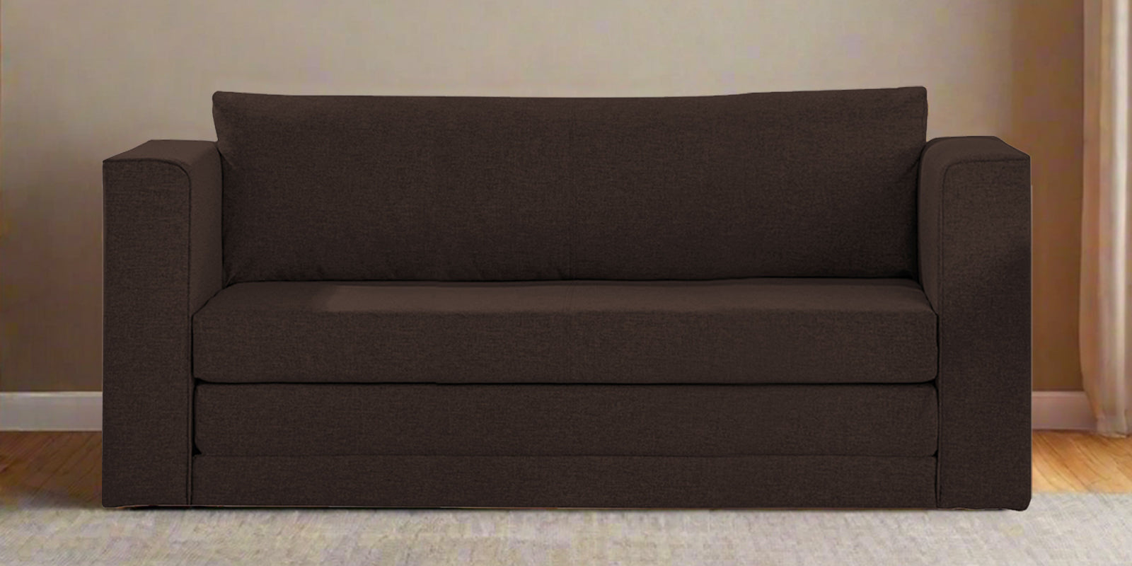 Kenia Fabric 3 Seater Foldable Sofa Cum Bed In Coffee Brown Colour - Febonic Living