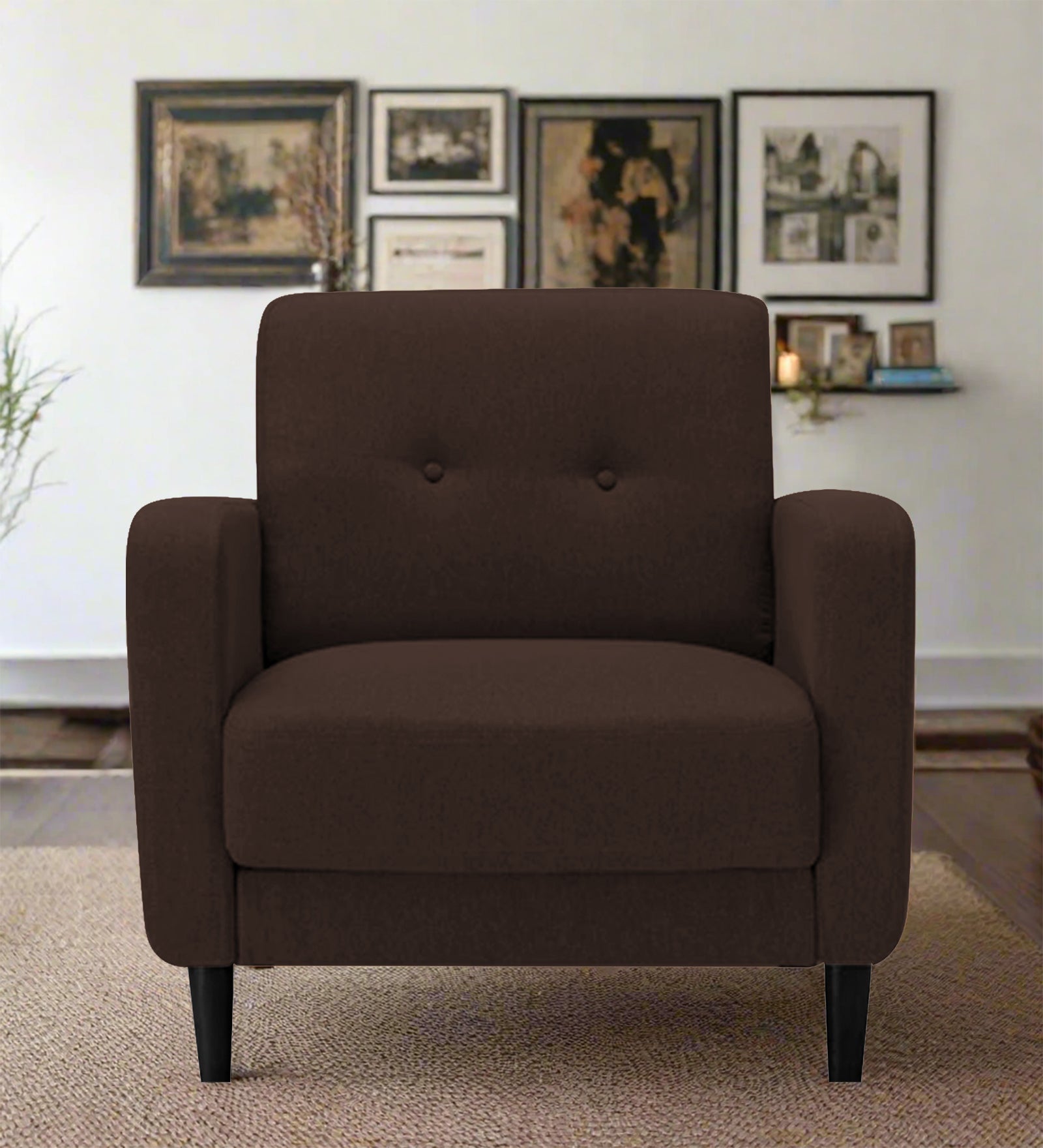 Marq Fabric 1 Seater Sofa in Coffee Brown Colour