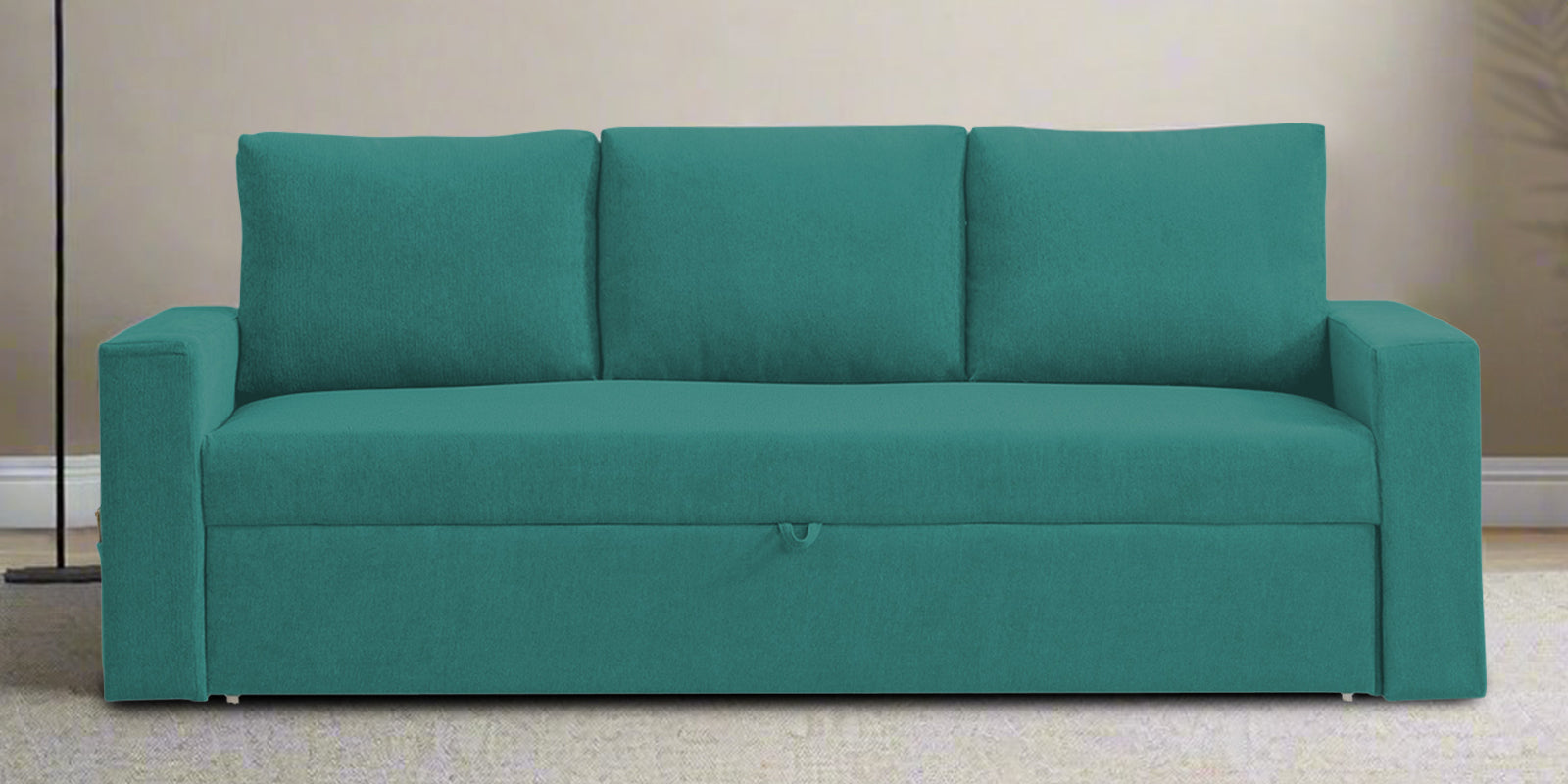 Kara Fabric 3 Seater Pull Out Sofa Cum Bed In Sea Green Colour - Febonic Living