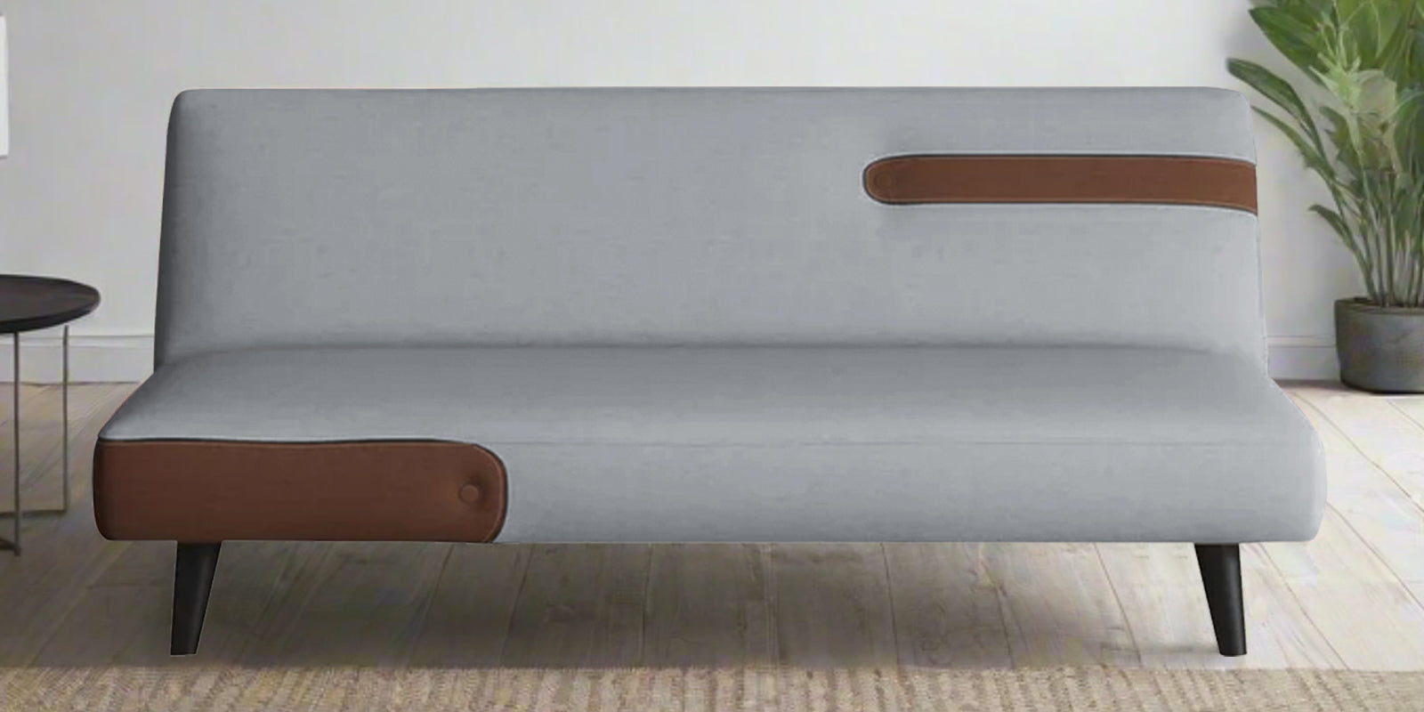 Vedan Fabric 3 Seater Convertible Sofa Cum Bed In Coin Grey Colour - Febonic Living