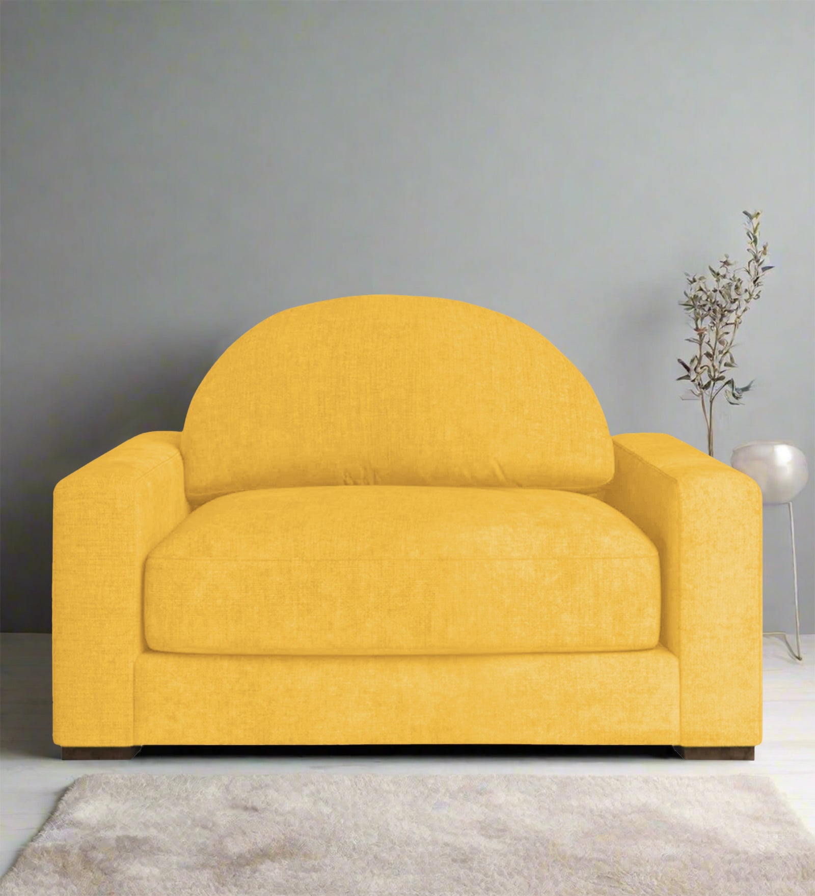 Dara Fabric 1 Seater Sofa In Bold Yellow Colour - Febonic Living