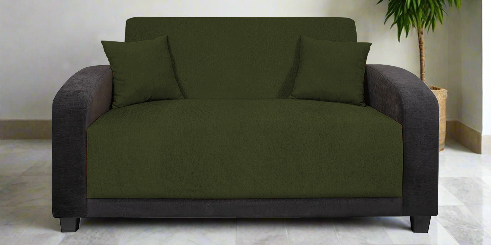 Alex Fabric 2 Seater Sofa In Olive Green Colour - Febonic Living