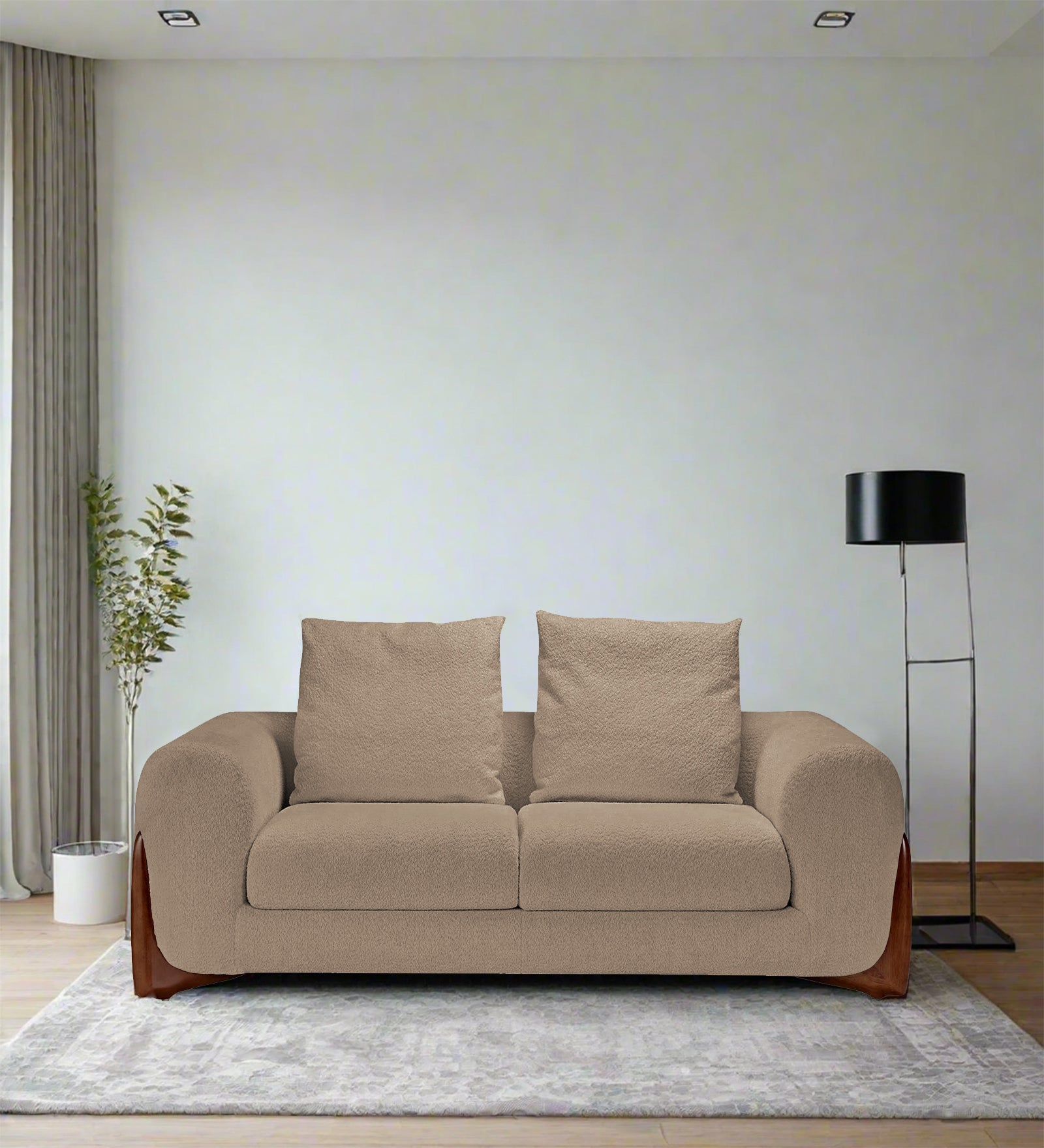Boko Boucle 2 Seater Sofa In Mushroom Beige Colour - Febonic Living