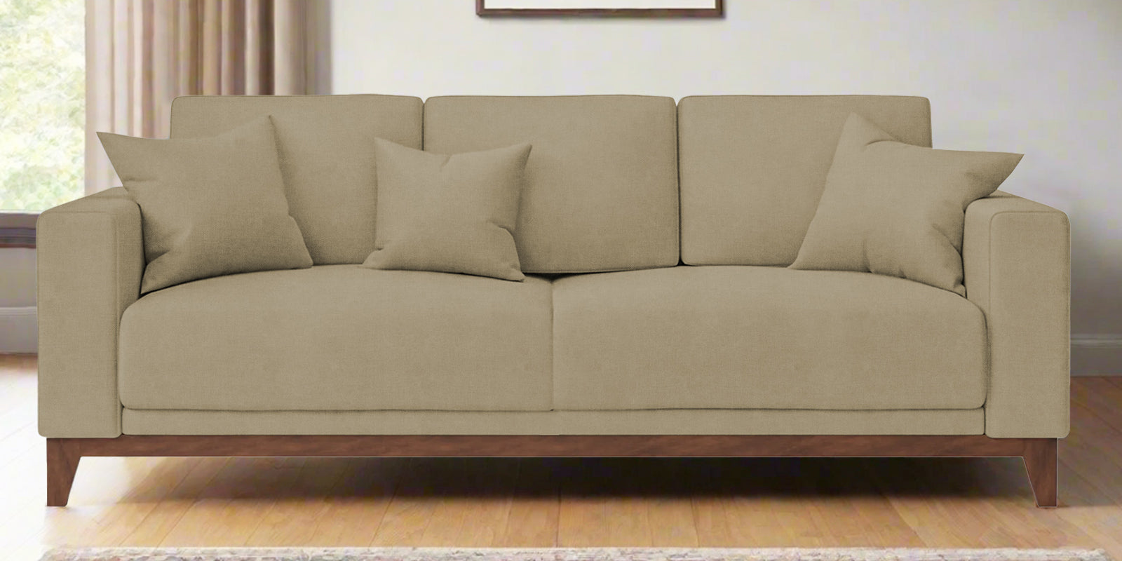 Luca Fabric 3 Seater Sofa In Honey Beige Colour - Febonic Living