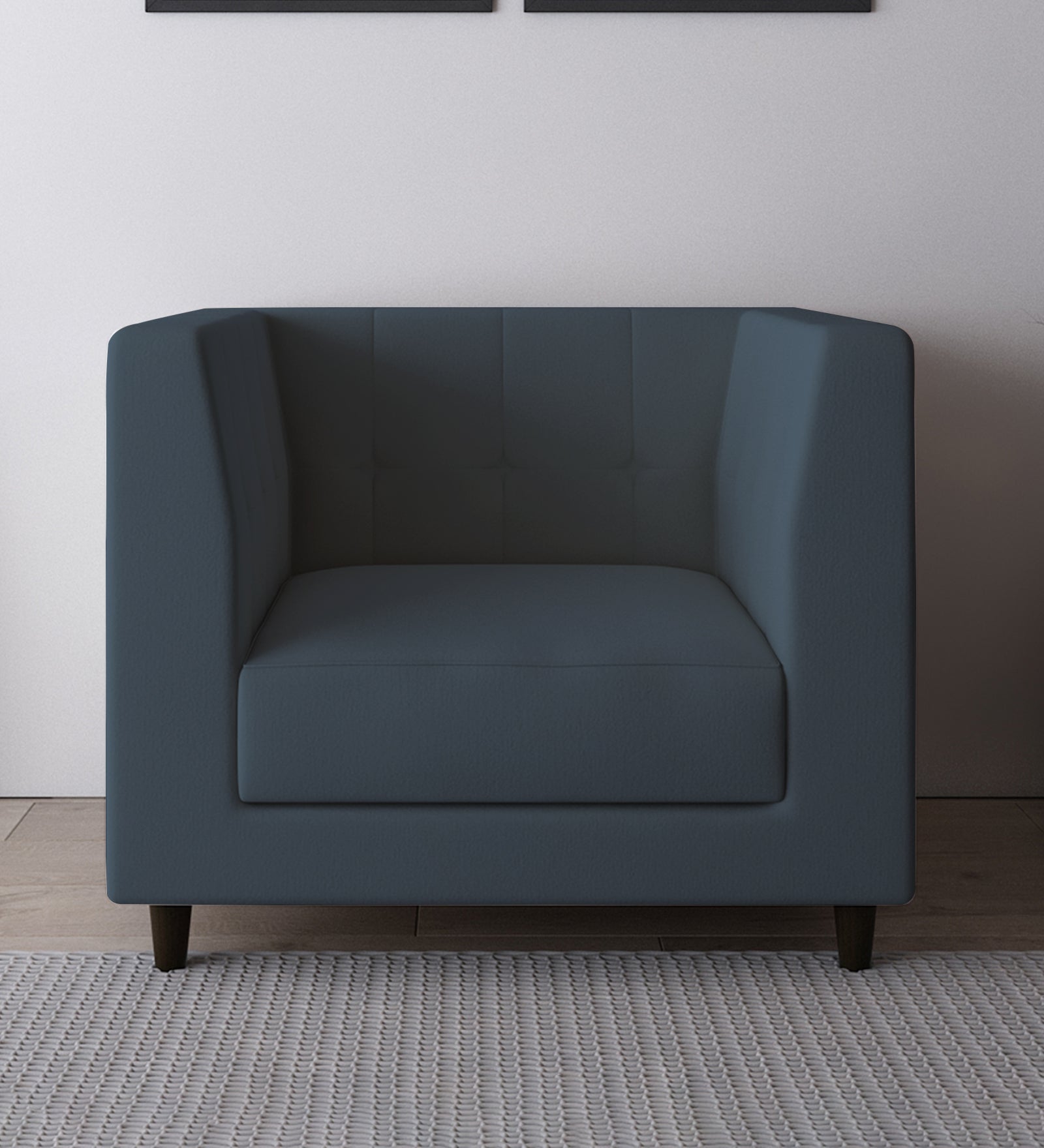 Braulia Velvet 1 Seater Sofa In Oxford Blue Colour - Febonic Living