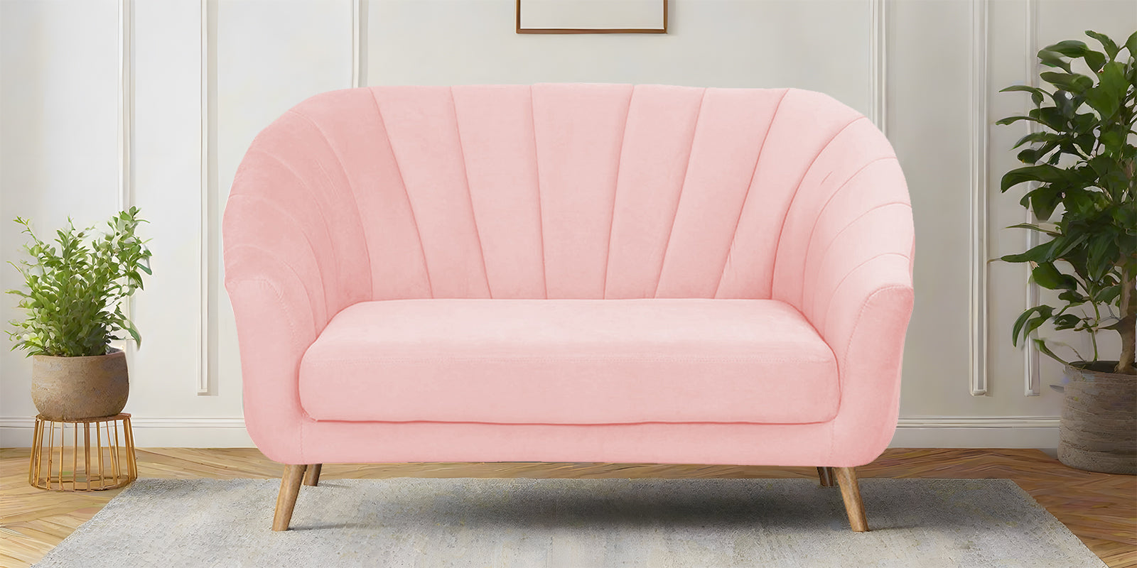Kaylee Velvet 2 Seater Sofa In Millennial Pink Colour - Febonic Living