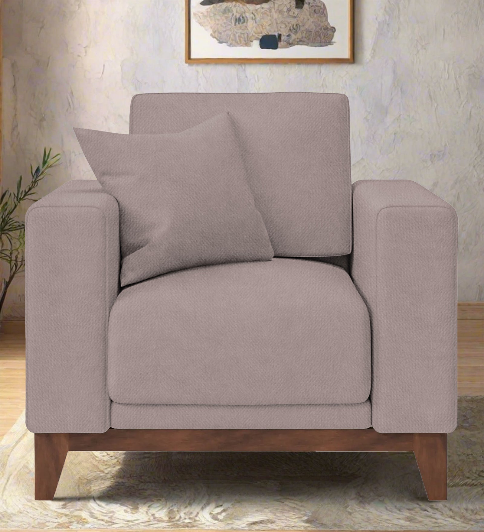 Luca Fabric 1 Seater Sofa In Almond Beige Colour - Febonic Living