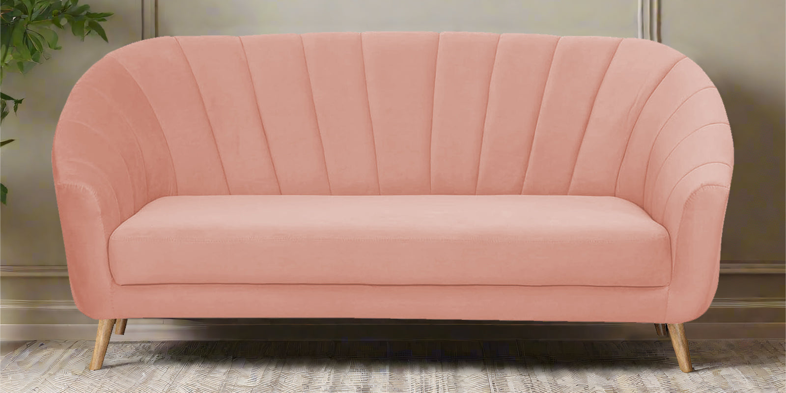 Kaylee Velvet 3 Seater Sofa In Blush Pink Colour - Febonic Living